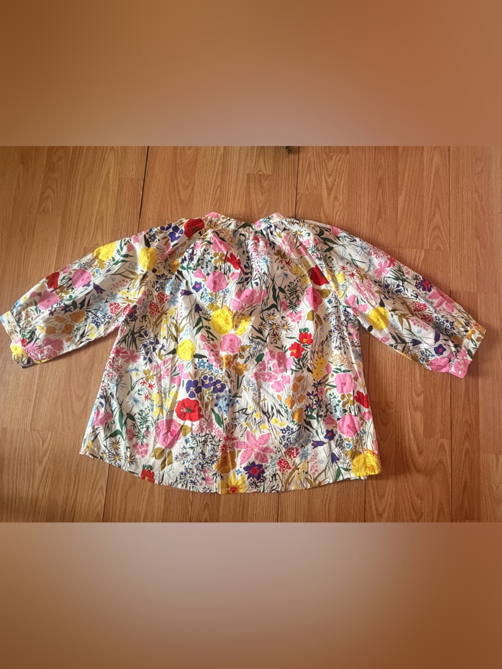 Avara Women's Multicolor Floral Cotton Button Up Blouse Balloon 3/4 Sleeve Sz XL - Picture 7 of 10